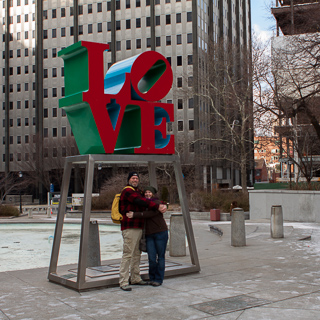 Philadelphia's Love park or JFK plaza, with Robert Indiana's Love sculpture