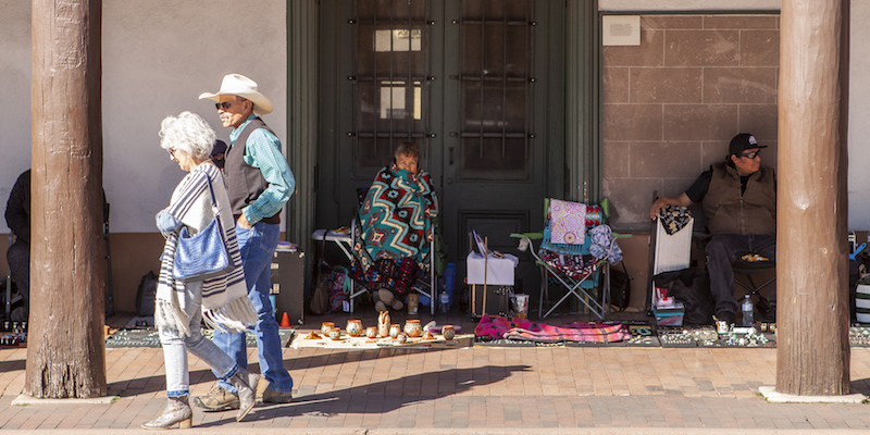 Verkopers aan Santa Fe Plaza