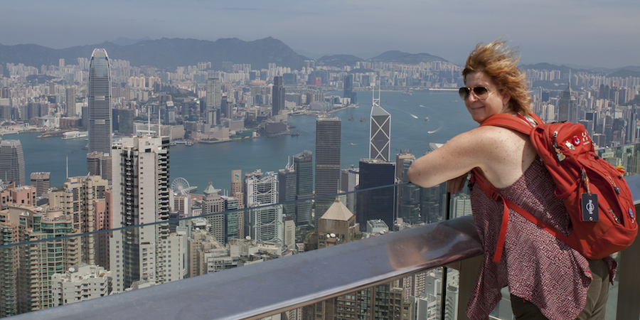 De Skyline van Hong Kong vanaf The Peak eak