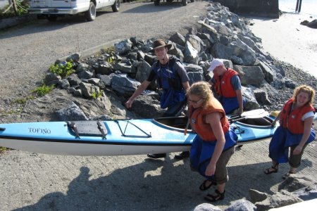 Einde van de kayak tocht, de boel opruimen
