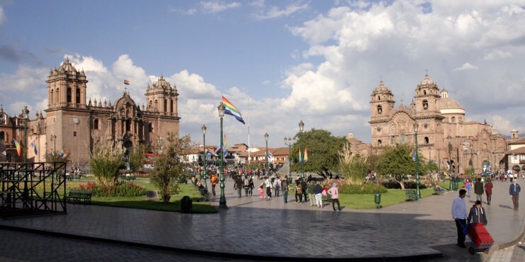 2 cathedralen op Plaza de Armas, Cuzco