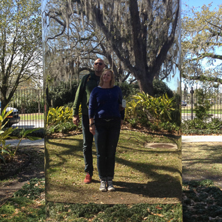 odd looking mirror in the sculpture garden, new orleans (iphone)