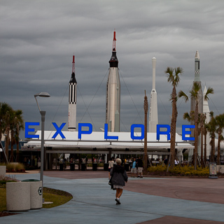 the rocket garden at the kennedy space center