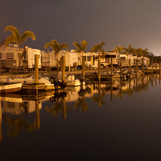 marina at night, san carlos rv parl & island resort