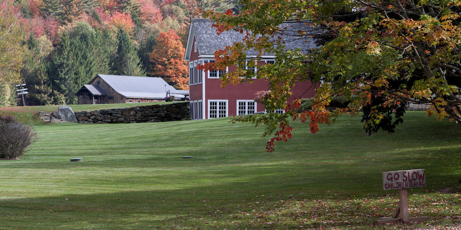 Typisch rood huis in de White Mountains