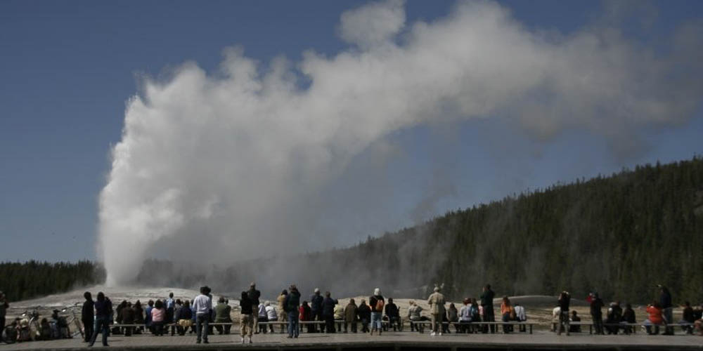 De Old Faithful geiser in Yellowstone