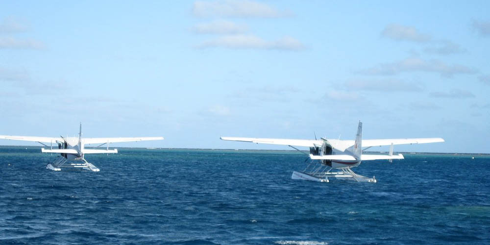 Ons watervliegtuig in The Great Barrier Reef