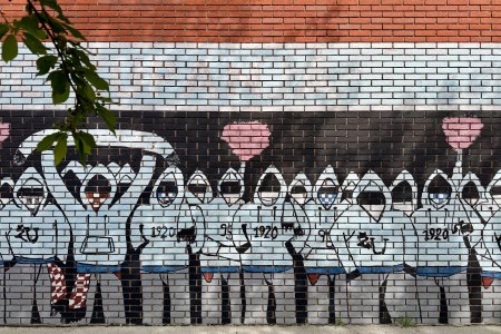 Een mural in Zupanja, Kroatië