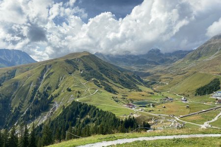 Uitzicht op de skipistes van Serfaus