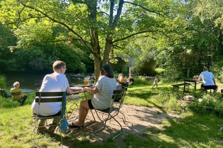 De perfecte biergarten bij 28 graden, aan de Tauber