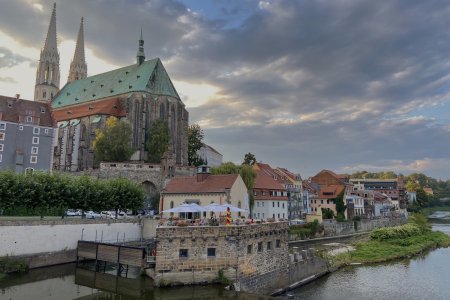 Uitzicht vanaf de brug tussen Polen en Duitsland