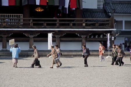 Japanse toeristen bij de Higashi Honganji tempel