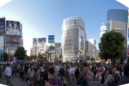 De drukste oversteekplaats ter wereld in de wijk Shibuya