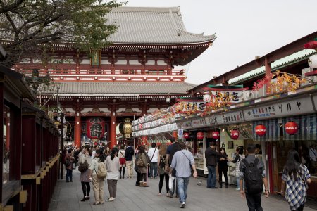 Toeristisch bij de Sensoji tempel in Tokyo