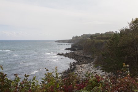 De grillige kust op de Cliff Walk, Rhode Island