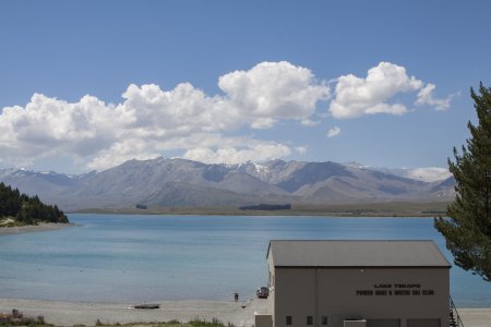 Lake Tekapo, uitzicht vanaf de kamping