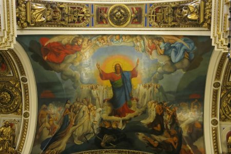 Plafond schildering in de Izaak Kathedraal