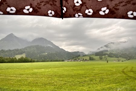 Wandelend in de regen terug naar onze Airbnb in Sonthofen