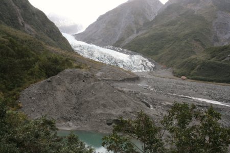 Fox glacier, we mochten helaas niet dichterbij komen